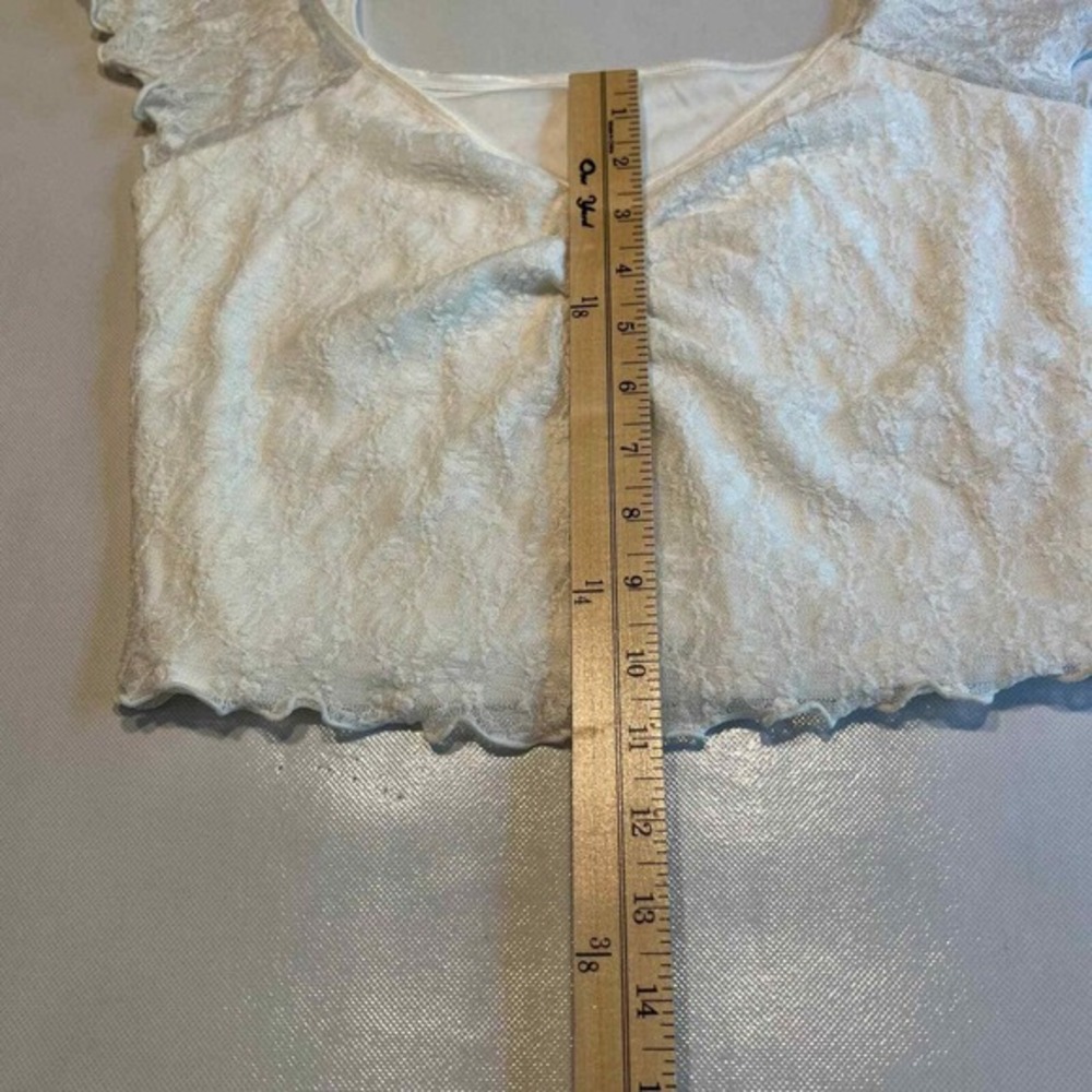Abound Womens Small White Lace Cap Sleeve Top‎ Womens Small Cute Summer Crop Top - Picture 7 of 9